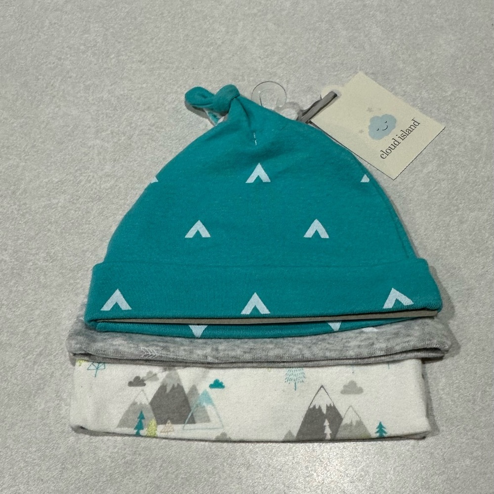 Cloud Island Kids' Hat Set - Teal, Gray, and White